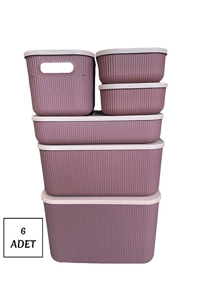 Bayev Set of 6 Storage Purple Multi-Purpose 5 Sizes Organizer Box with Closet Lid Decorative Storage Box