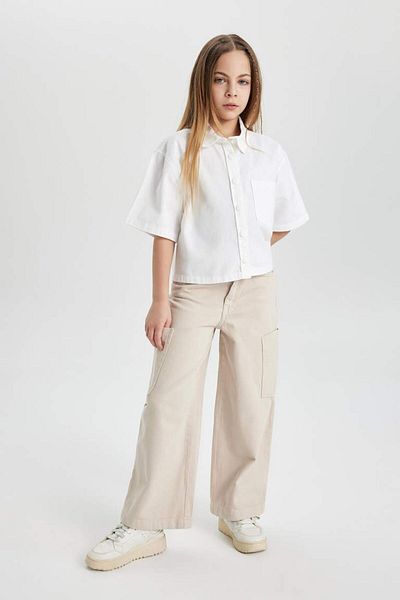 DeFacto C0451a8 Ss Wide Leg Cargo Wide Leg Jean Trousers