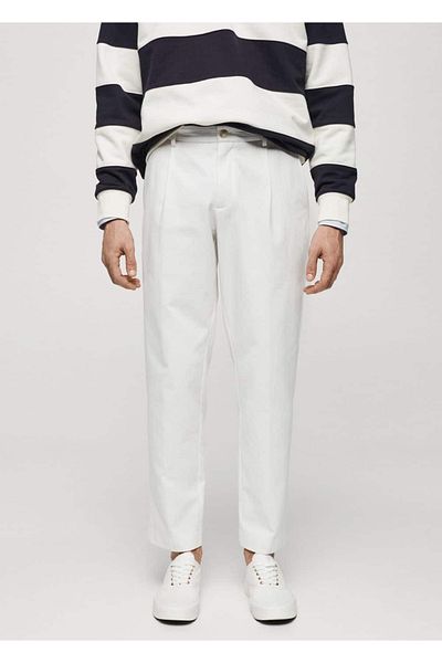 MANGO Man Cotton Trousers with Embroidered Pens