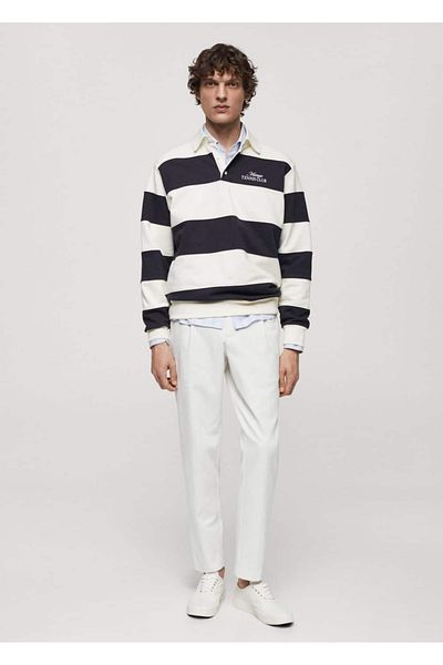 MANGO Man Cotton Trousers with Embroidered Pens