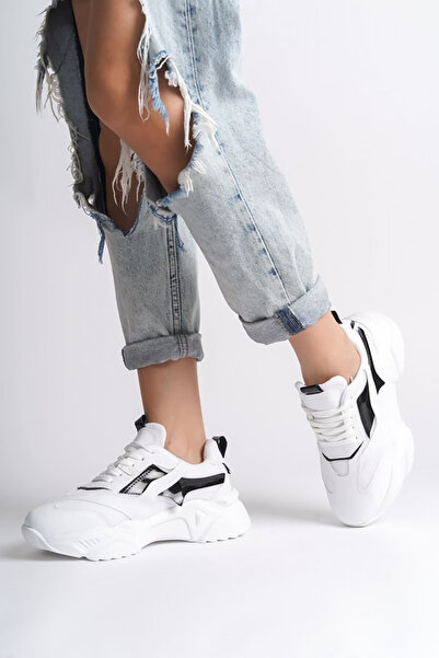 Rainon Store RDSTokyo White Black Leather Laced Orthopedic Sole Women's Sports Shoes