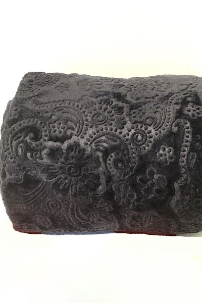 Padişah Floral Patterned Black Double Blanket Nishev-p000078