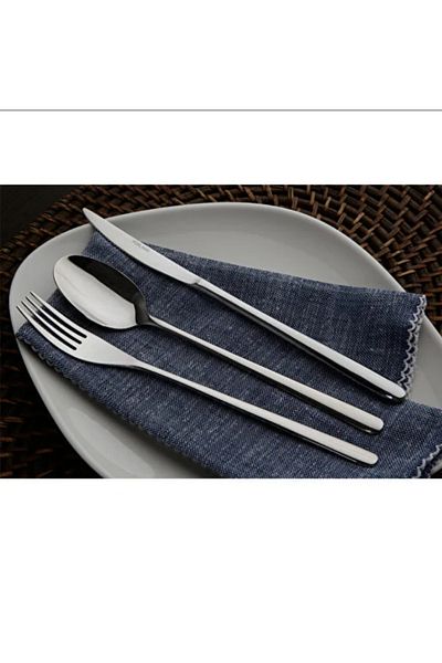 Porland Roxen Shiny Silver Fork Spoon Knife Set 84 Pieces for 12 People