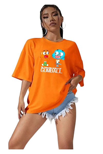oneagılyazı Unisex Gumball Character Printed Oversize T-shirt