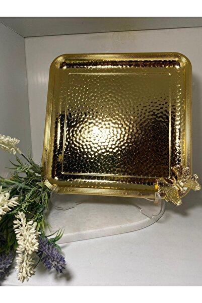 elif aksesuar Kelebekli Metal Gold Sunum Tepsisi