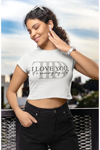 Fuddy Moda I Love You TTPD με γράμματα Crop Top, Γυναικεία Taylor Swift The Forgotten Poets Deparment εμπριμέ μπλούζα
