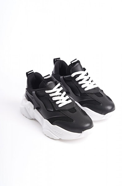 Rainon Store RDSTokyo Black Leather Laced Orthopedic Sole Women's Sports Shoes