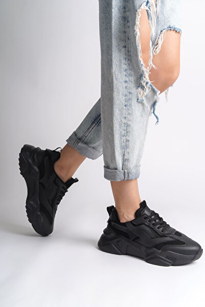 Rainon Store RDSTokyo Black Leather Laced Orthopedic Sole Women's Sports Shoes