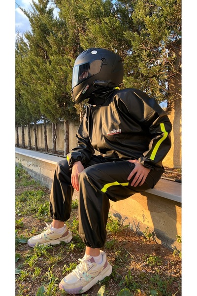 JİEKAİ Reflektörlü Özel Kesim 0,45 mm Kalın Yağmurluk Takım Su Geçirmez Pvc Ç...