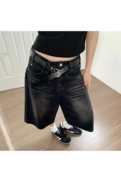 DENOKMODA UNISEX RAHAT KALIP GENİŞ PAÇA KOT KAPRİ