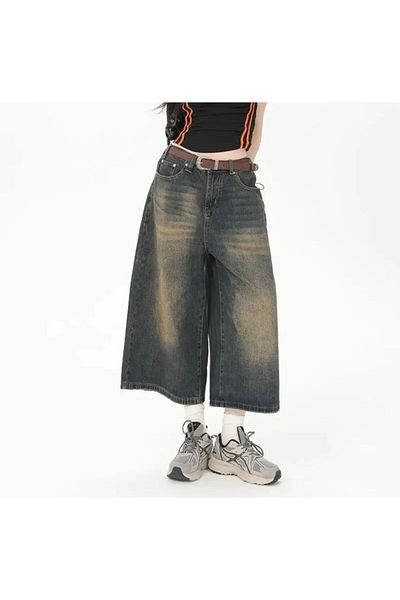 DENOKMODA UNISEX COMFORTABLE FIT WIDE LEG JEANS CAPRY