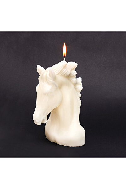 Missi Büyük Dekoratif Ekru At Mum (24 CM)
