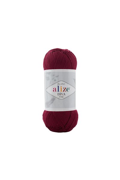 Alize Diva Fine 57 Claret Red Knitted - 100 Gr.Rope