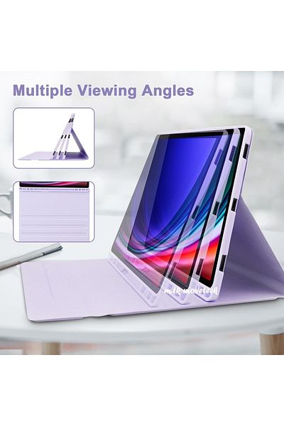 m.tk moveteck Galaxy Tab S9 Fe/S10 Fe Compatible 10.9 Wireless Tablet Case with Pen Compartment Bluetooth Turkish Q Keyboard