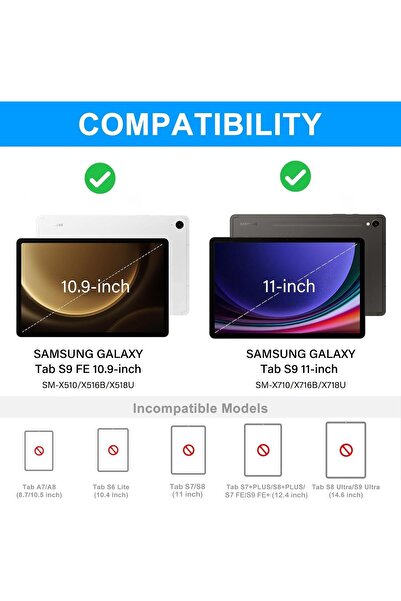 m.tk moveteck Samsung Galaxy Tab S9 11 inç Kablosuz Kalem Bölmeli Bluetooth Türkçe Q Klavyeli  Uyumlu Kılıfı