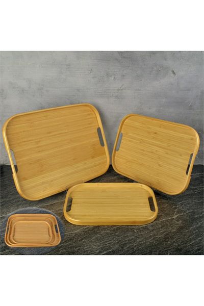Tohana Bamboo Triple Rectangular Tray