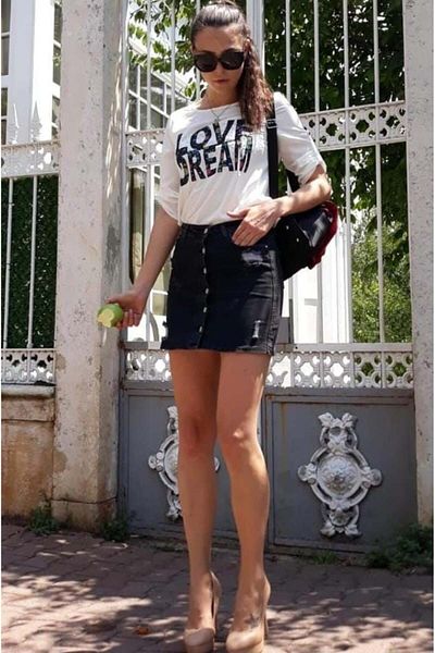 Rbgstore Mini blugi de damă cu talie înaltă și buzunare cu detaliu cu nasturi - 38