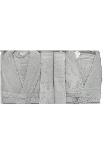 Pupilla 6 Parça Kadife Aile Bornoz Seti Violet Lila-Gri