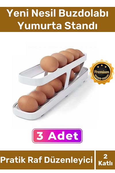 Nightwatchers Deluxe Refrigerator Plastic 2 Tiers Useful Practical Shelf Organizer New Generation Egg Stand 3 Pieces