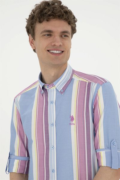 U.S. Polo Assn. Ανδρικό μακρυμάνικο πουκάμισο μπλε σκούρο ELIFFU BUTIKHOME