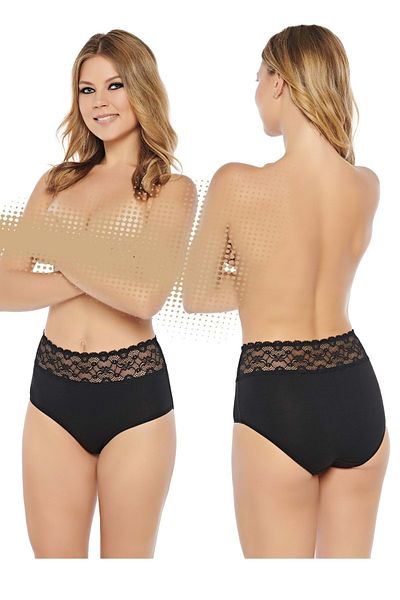 Belinay 3017 Model - Black Lace Bato Panties, Size L