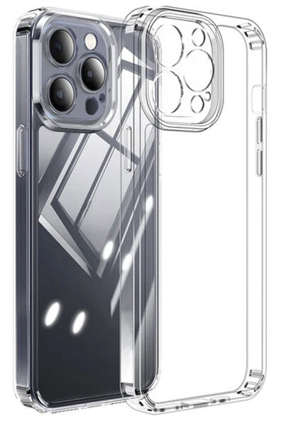 CEPSTOK Apple iPhone 15 Pro(6.1") Kılıf Şeffaf Kamera Korumalı Yumuşak Silikon