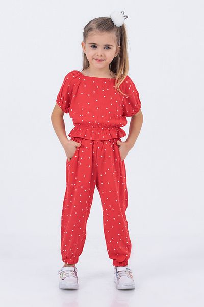 Harika KIDS Girl's Woven Fabric Polka Dot Bottom-Top Set