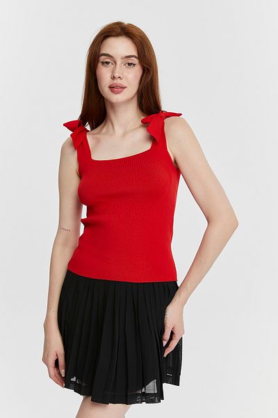 MA ananas Shoulder Tie Square Neck Blouse