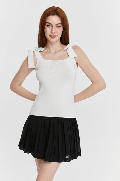 MA ananas Shoulder Tie Square Neck Blouse