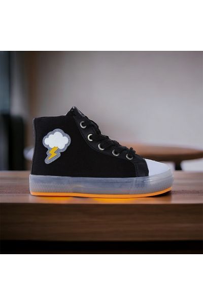 BUCKHEAD Unisex Kids Lighted Ankle Orthopedic Sole Sneaker - Lace-up Zippered