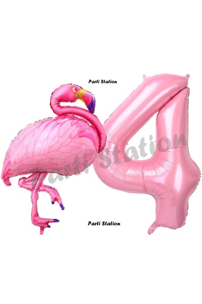 Parti Station مجموعة بالونات عيد ميلاد فلامينجو بعمر 4 سنوات، بالونات فلامينج...