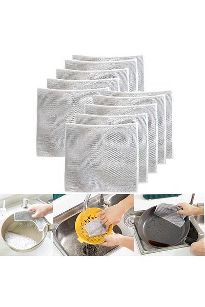 Mehat 6Pcs Multifunctional Anti-Scratch Wire Dish Cloth Dish Wire Scrubbing Cloth Steel Wire Dish Towel