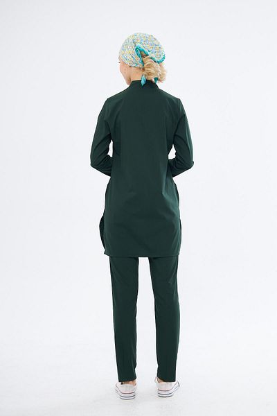 Class Üniforma Hijab Hunter Green Lycra Women's Medical Uniform Doctor and Nurse Jersey Scrubs Surgical Suit