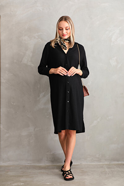 Miss Dünya Lissa Πλεκτό φόρεμα εγκυμοσύνης και εγκυμοσύνης με κουμπιά μπροστά