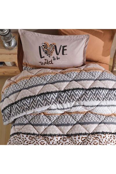 Clasy Ranforce 100% bumbac - Set de dormit pentru o persoană, Afro V1 Somon