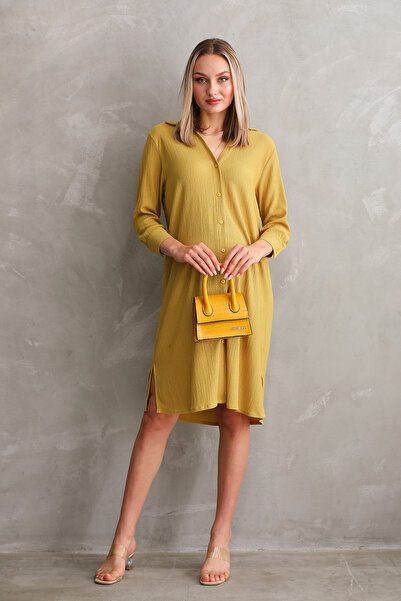 Miss Dünya Lissa Πλεκτό φόρεμα εγκυμοσύνης και εγκυμοσύνης με κουμπιά μπροστά