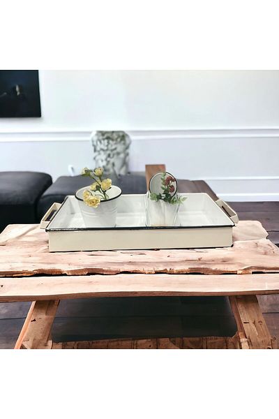 LUCKYHOMES Vintage Metal Large Size Rectangular Presentation Tray
