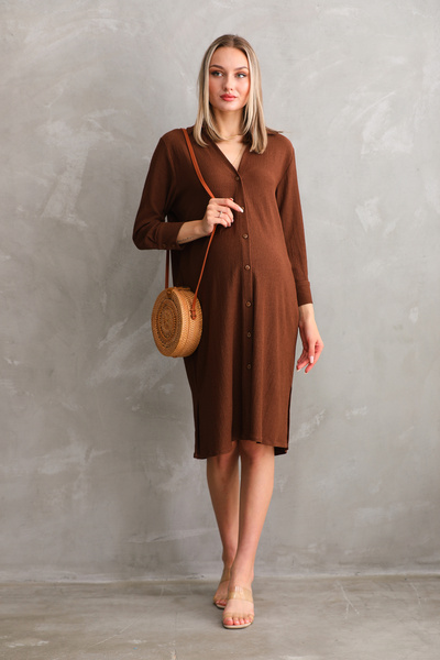 Miss Dünya Lissa Πλεκτό φόρεμα εγκυμοσύνης και εγκυμοσύνης με κουμπιά μπροστά