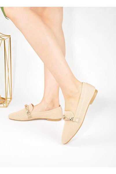 Nstil Жіночі бежеві трикотажні балетки на низькому каблуці з камінцем і пряжкою, дихаючі, зручні, легкі, 1997-1