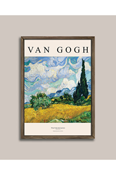 Vetro Design Pictură înrămată de Van Gogh - Cultură de grâu cu copac de cypress