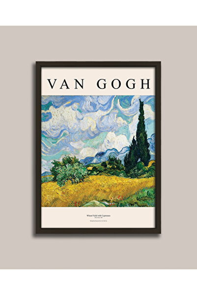 Vetro Design Van Gogh - Selvi Ağaçlı Buğday Tarlası Çerçeveli Tablo