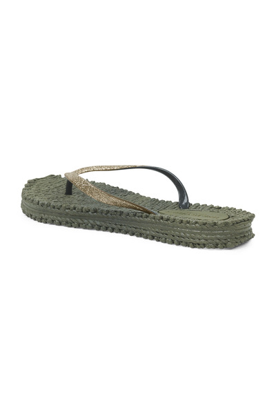 Ilse Jacobsen Army Cheerful01 - Green Silvery Flip Flops