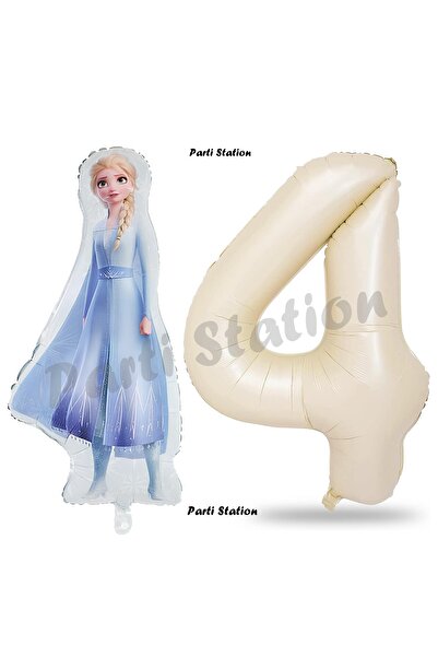 Parti Station Elsa Frozen Balon 4 Yaş Doğum Günü Set Frozen Karlar Ülkesi Kon...