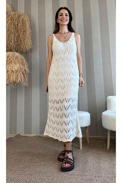 Atelier Derin Μπεζ λουράκι λεπτό πλεκτό φόρεμα
