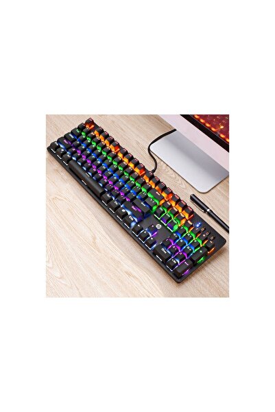 HP GK100F Mekanik Gaming Klavye RGB Işıklı Kablolu Klavye Şık Zafir Modern Tasarım Türkçe Q Klavye