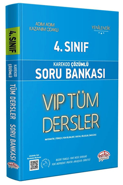 Editör Yayınevi 4. Sınıf VIP Tüm Dersler Soru Bankası Mavi Kitap - Karekod Çö...
