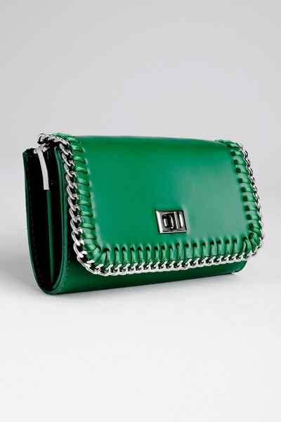 Lal Shoes & Bags Women's Handbag with Chain Detail-Green