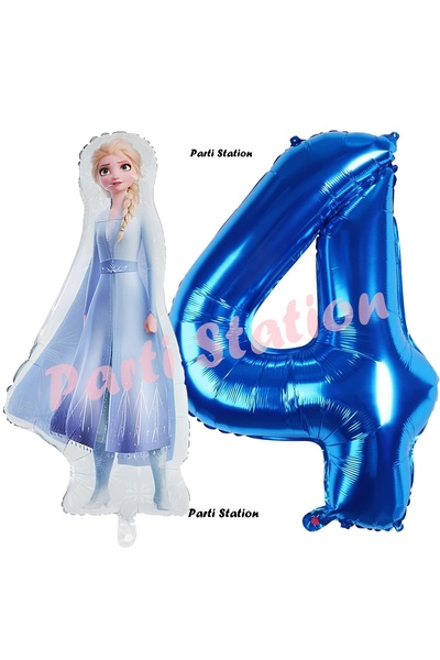 Parti Station Elsa Frozen Balon 4 Yaş Doğum Günü Set Frozen Karlar Ülkesi Kon...