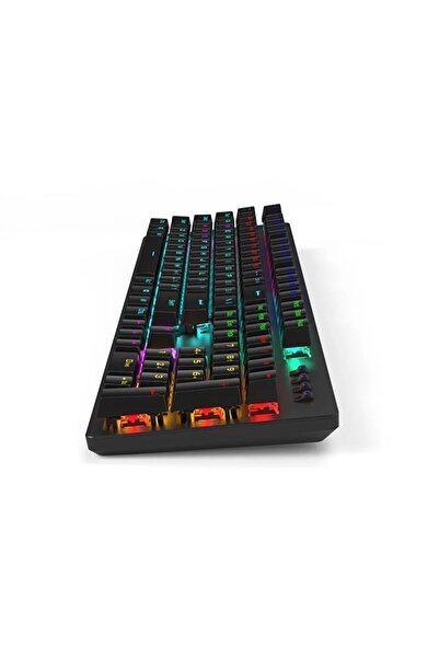 HP GK100F Mekanik Gaming Klavye RGB Işıklı Kablolu Klavye Şık Zafir Modern Tasarım Türkçe Q Klavye