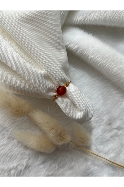 PelvedDesign Akik Taşı Altın Ayarlanabilir Doğal Taş El Yapımı Tel Yüzük